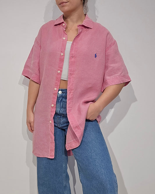 Chemise en lin rose - XL