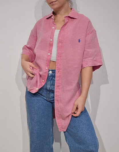 Chemise en lin rose - XL