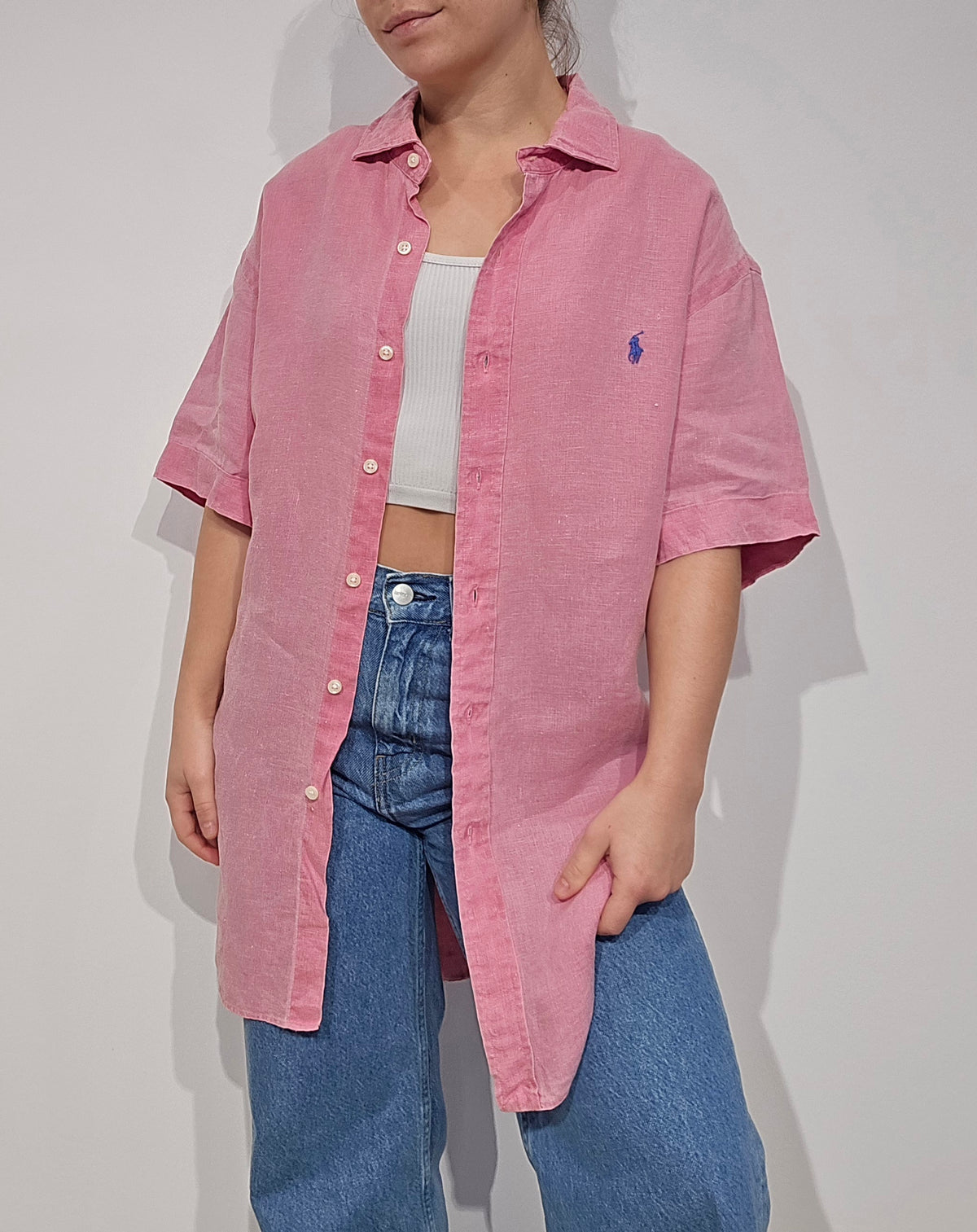 Chemise en lin rose - XL