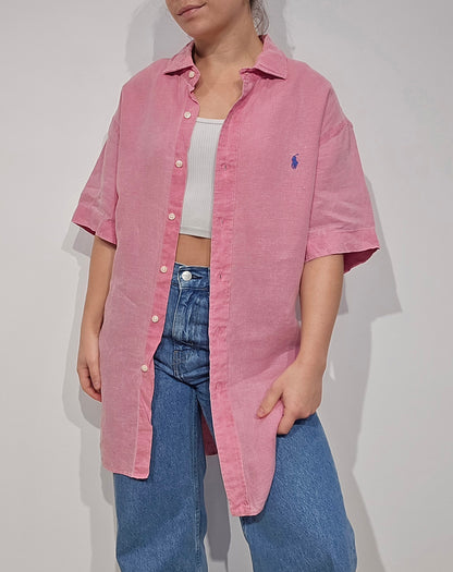 Chemise en lin rose - XL