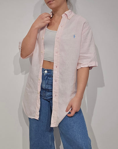 Chemise classic fit en lin rose - M