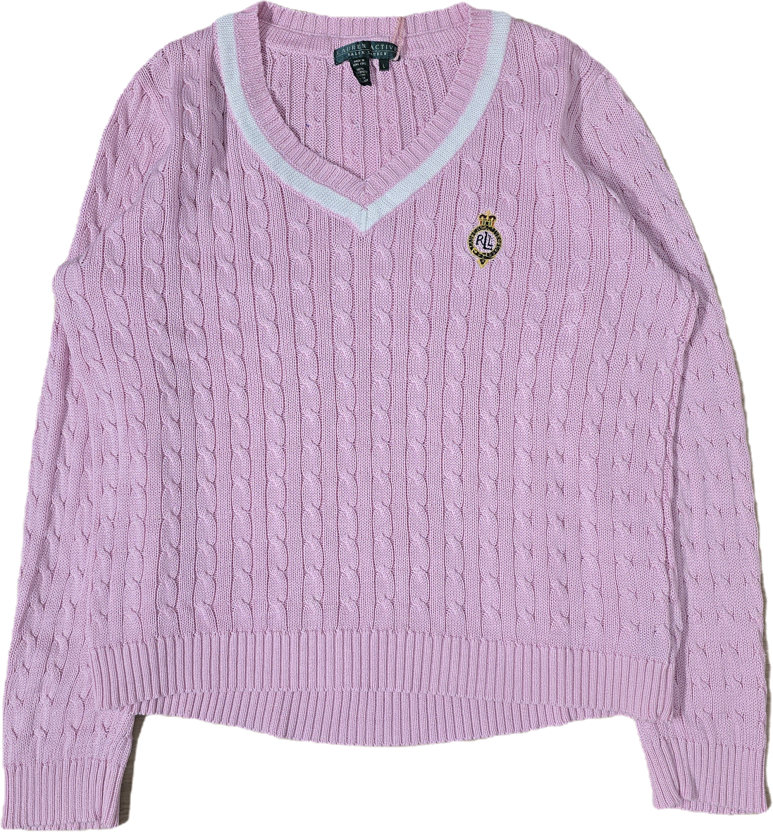 Pull torsadé rose vintage - M
