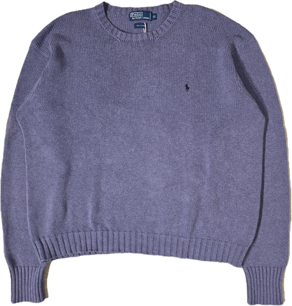 Pull col rond en maille violet - XL