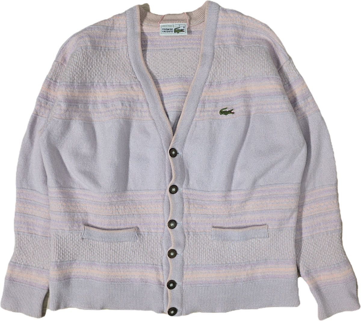 Cardigan en laine rose des années 80' Fabriqué en France- S