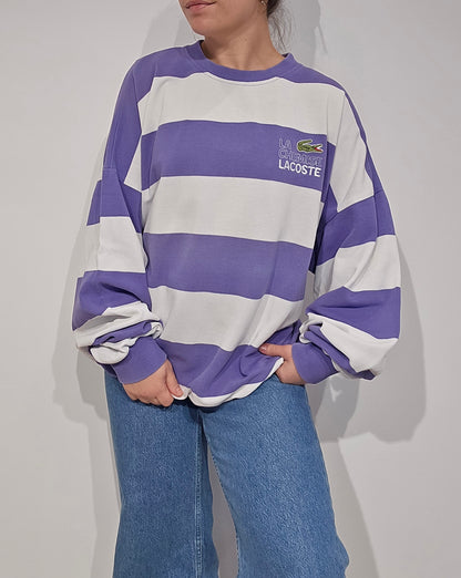 Sweat à rayures "la chemise Lacoste" des années 80' fabriqué en France - XL