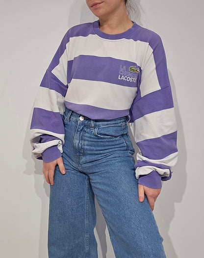 Sweat à rayures "la chemise Lacoste" des années 80' fabriqué en France - XL