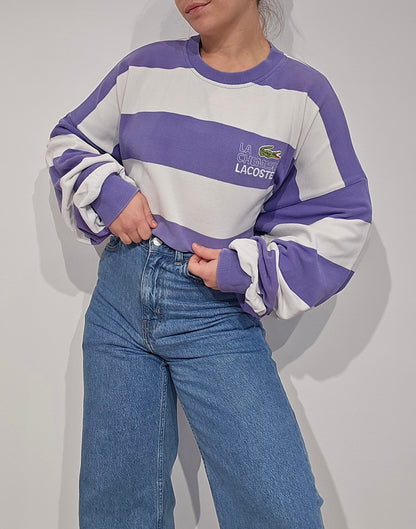 Sweat à rayures "la chemise Lacoste" des années 80' fabriqué en France - XL