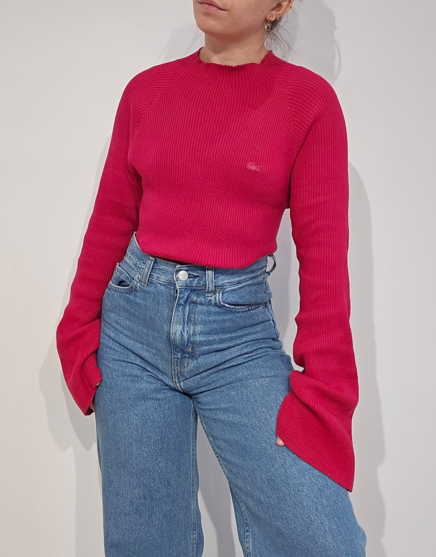 Pull framboise à manches évasées - M/L