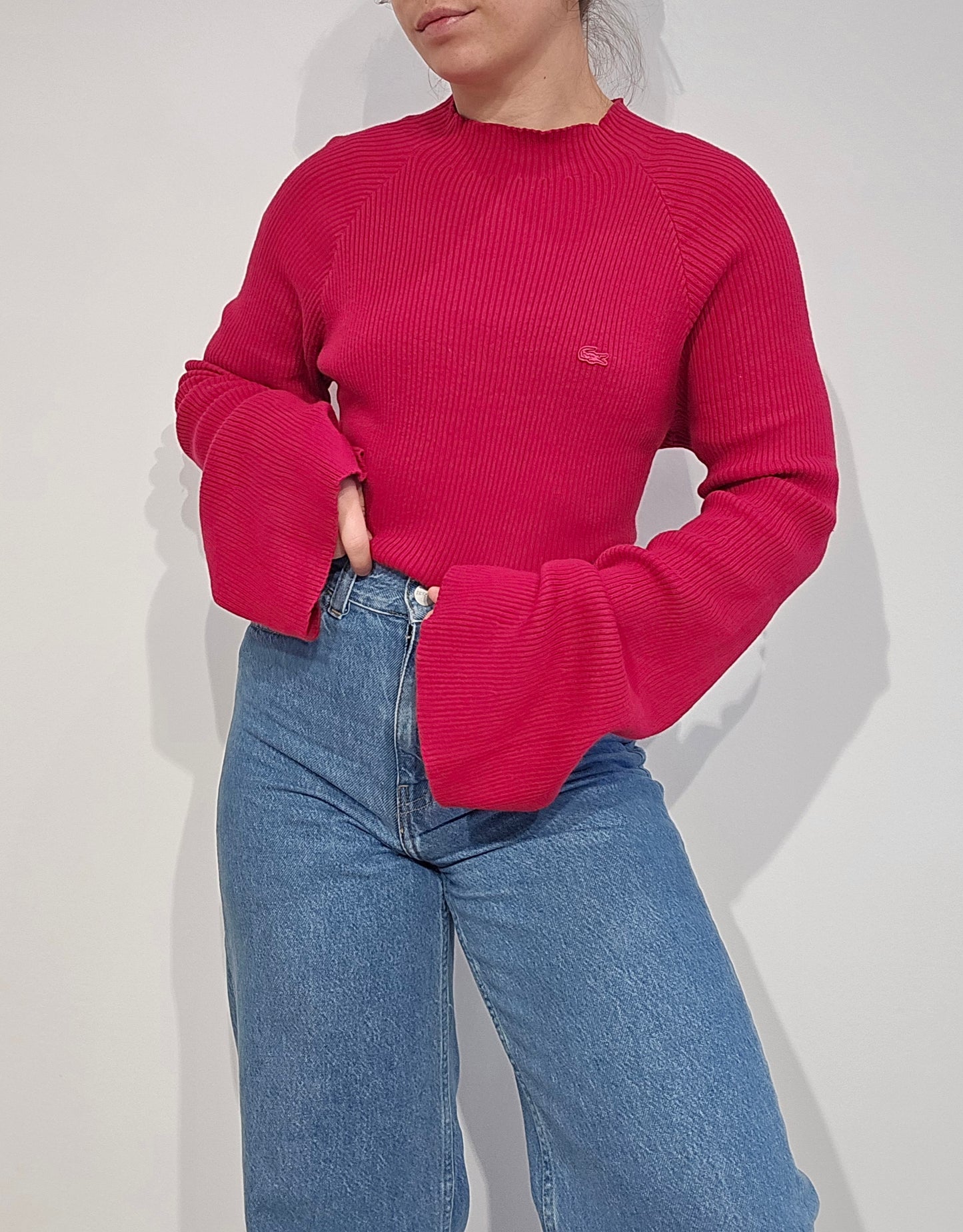 Pull framboise à manches évasées - M/L