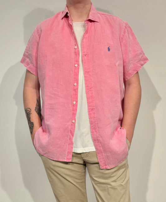 Chemise en lin rose - XL