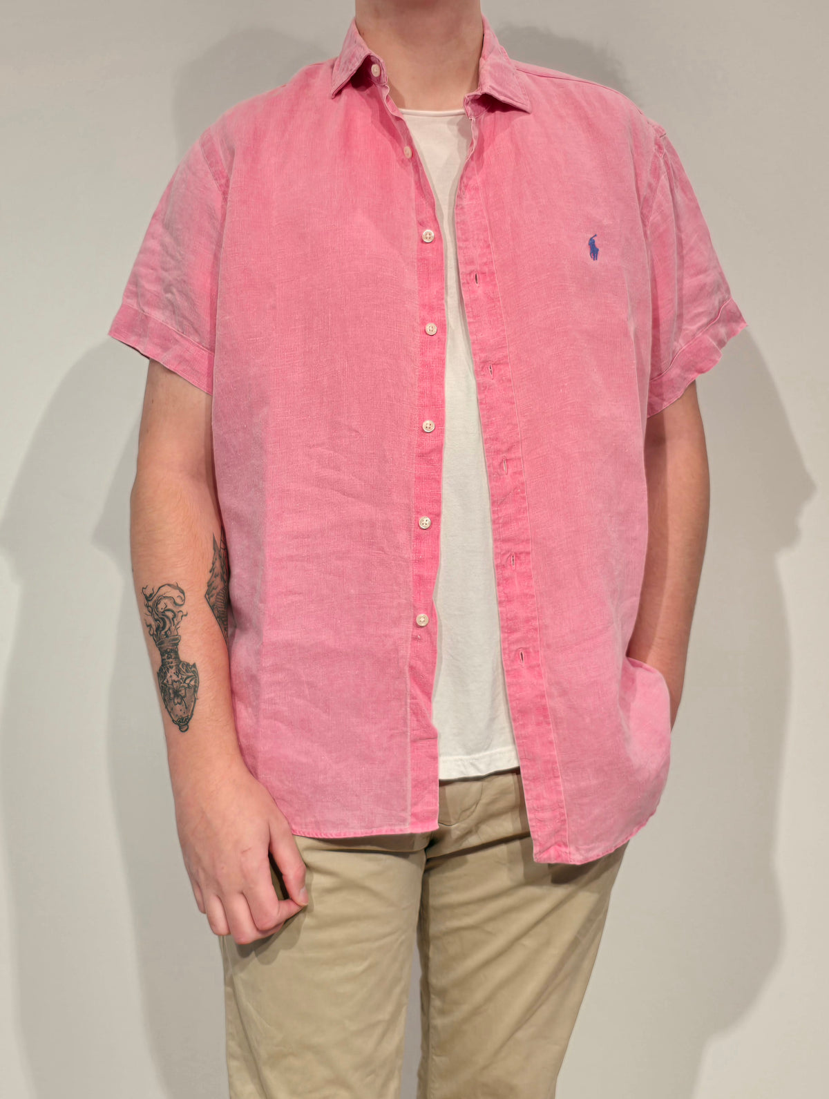 Chemise en lin rose - XL