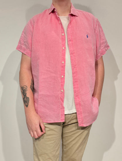 Chemise en lin rose - XL