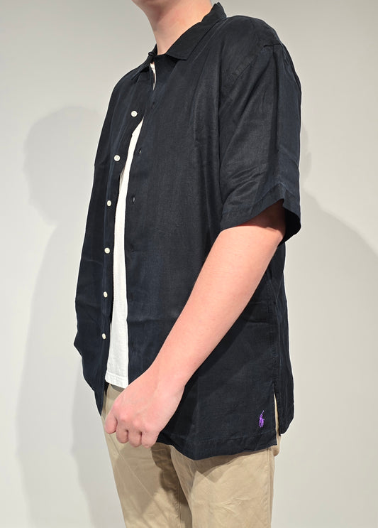 Chemise en lin et soie noir - XL