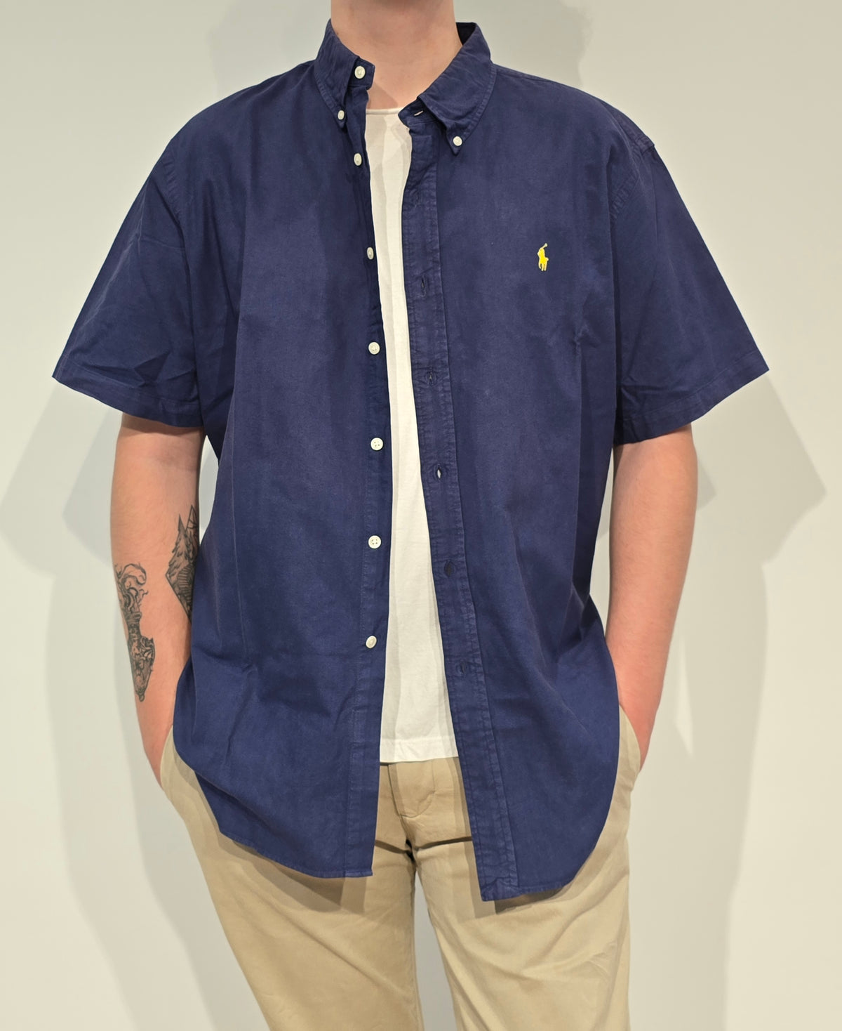 Chemise bleu marine en coton - XXL