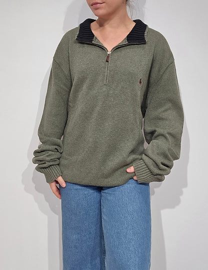 Pull camionneur en coton vert - XXL