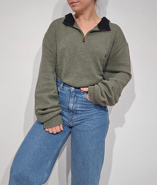 Pull camionneur en coton vert - XXL