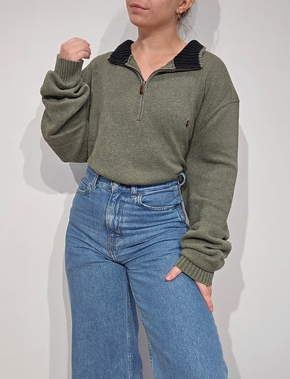 Pull camionneur en coton vert - XXL