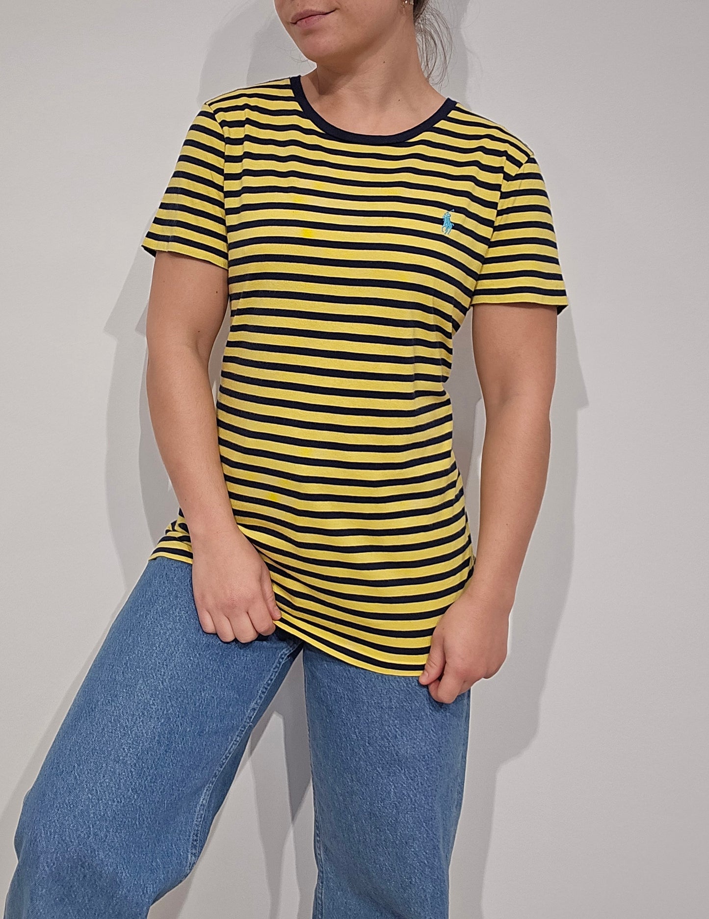 Tee-shirt col rond à rayures jaune - M/L