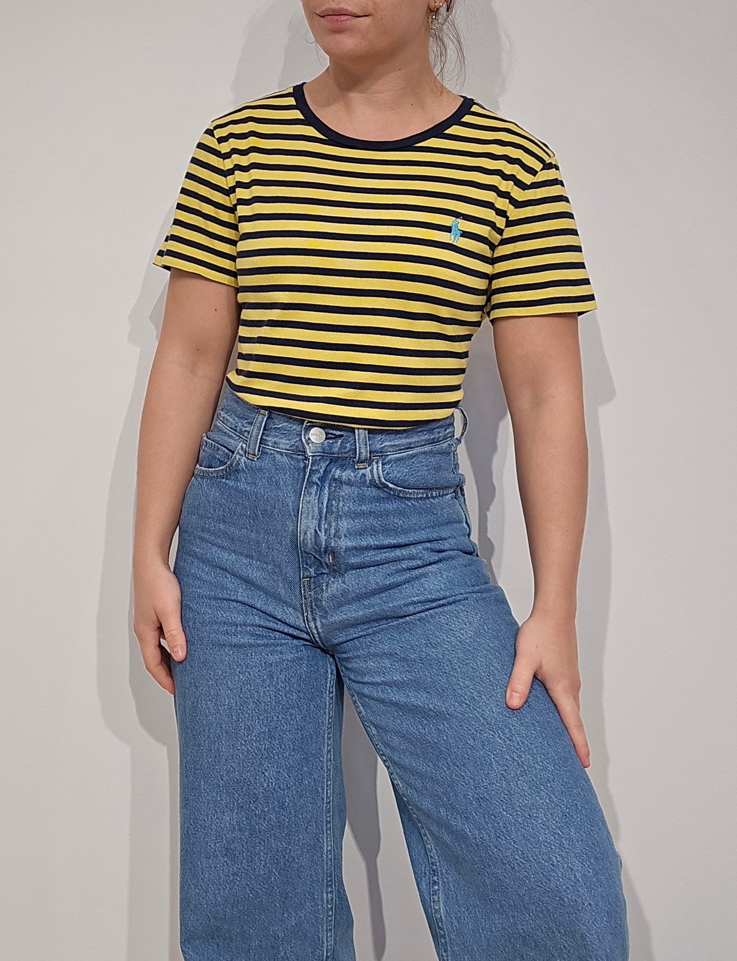 Tee-shirt col rond à rayures jaune - M/L