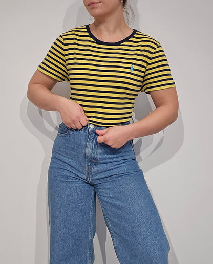 Tee-shirt col rond à rayures jaune - M/L