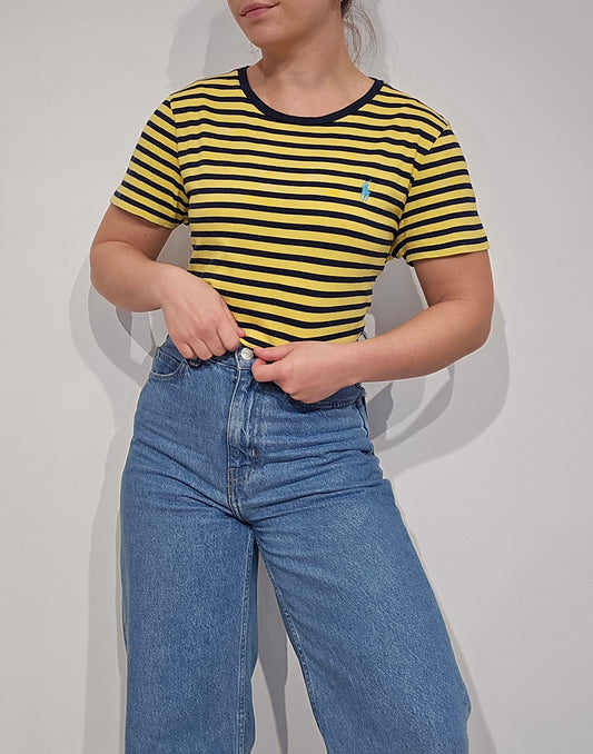 Tee-shirt col rond à rayures jaune - M/L