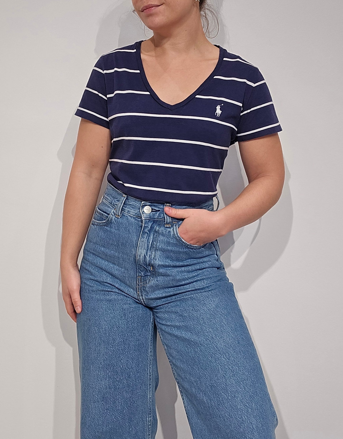 Tee-shirt col V marinière - S/M