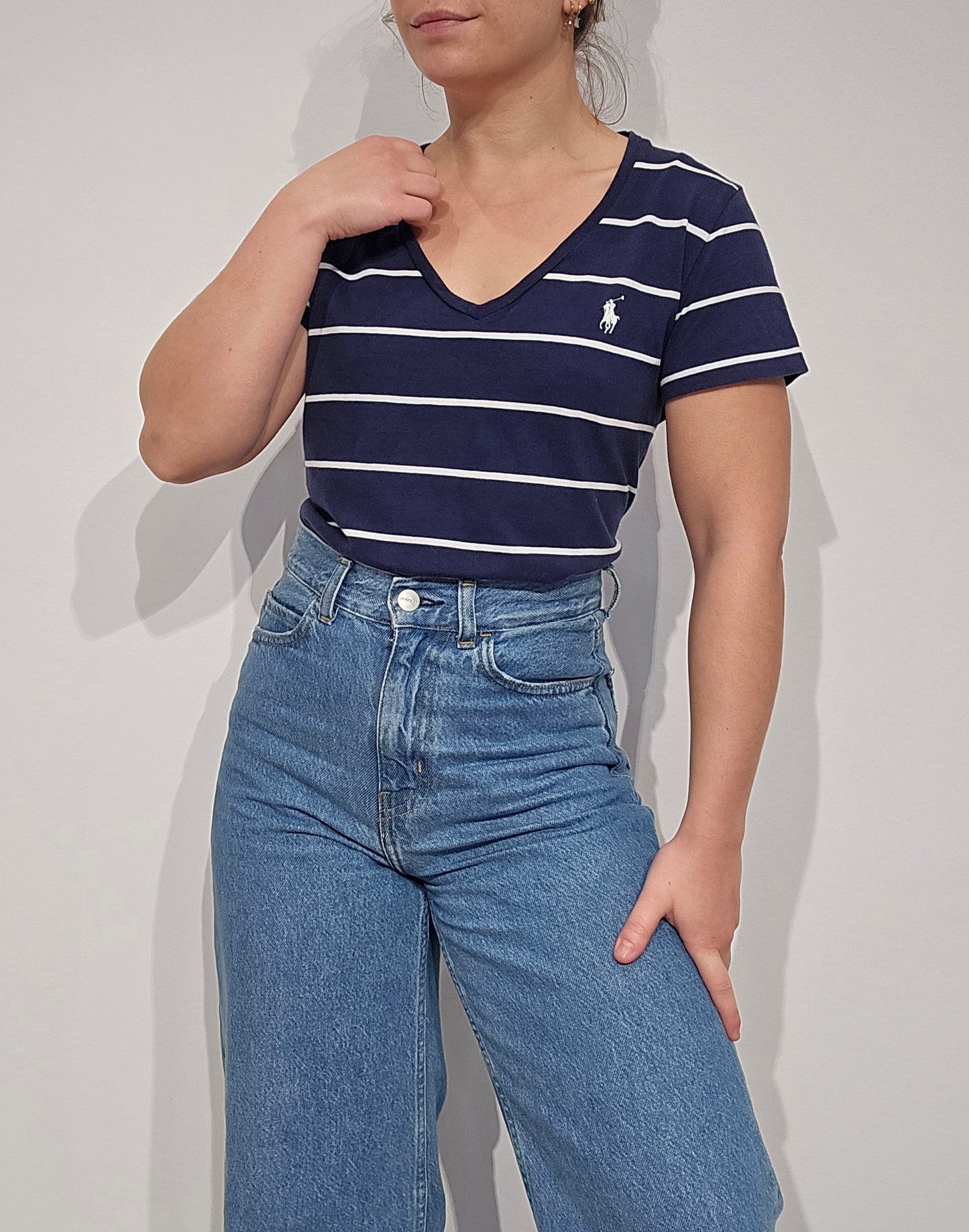 Tee-shirt col V marinière - S/M