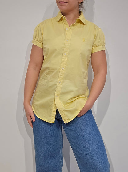 Chemise unie en coton jaune - XS