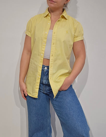 Chemise unie en coton jaune - XS