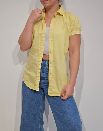 Chemise unie en coton jaune - XS