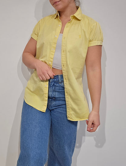 Chemise unie en coton jaune - XS