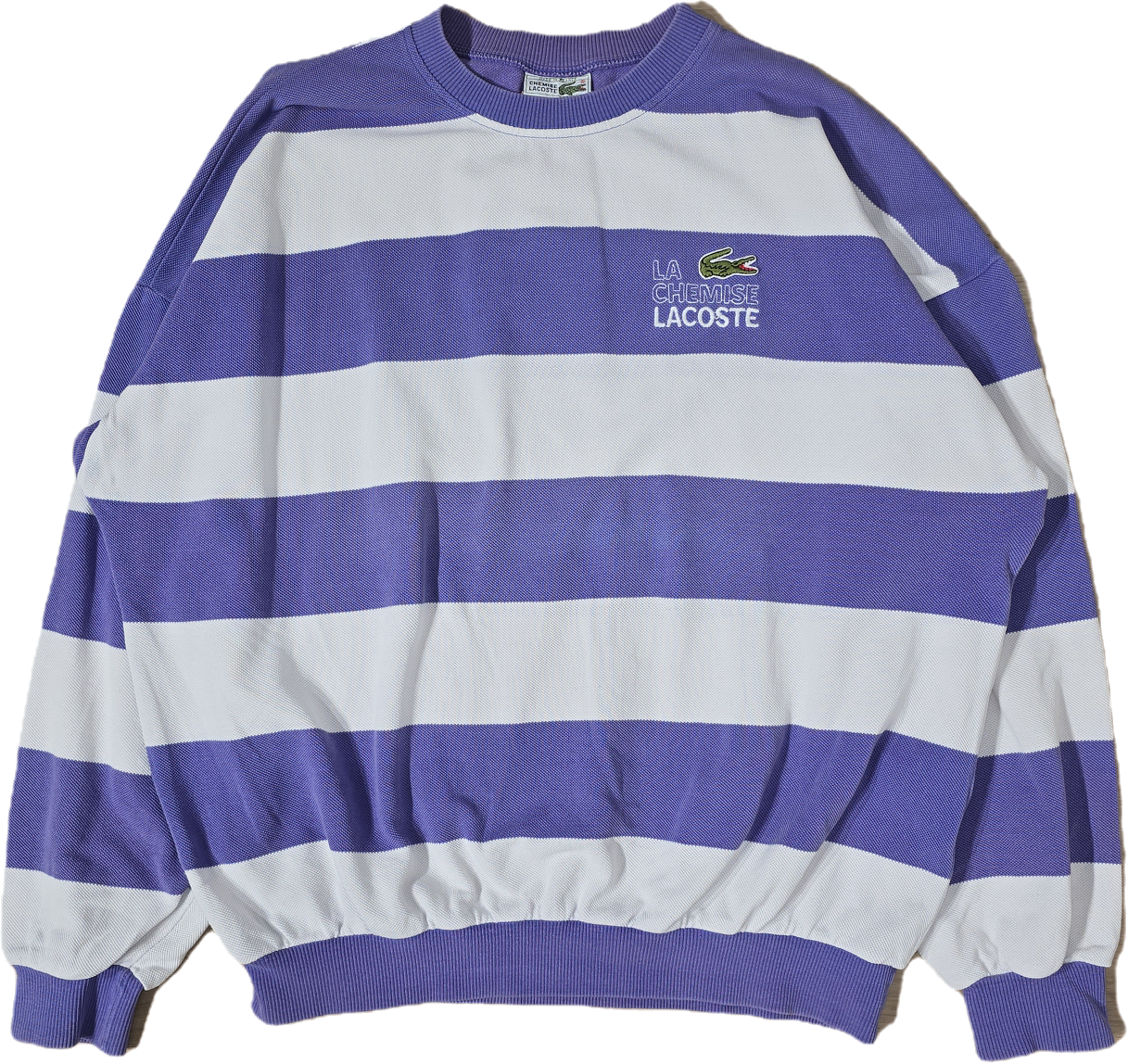 Sweat à rayures "la chemise Lacoste" des années 80' fabriqué en France - XL