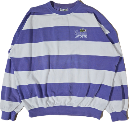 Sweat à rayures "la chemise Lacoste" des années 80' fabriqué en France - XL