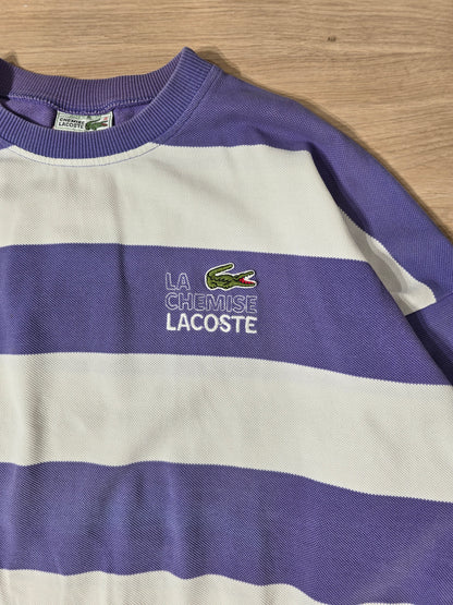 Sweat à rayures "la chemise Lacoste" des années 80' fabriqué en France - XL