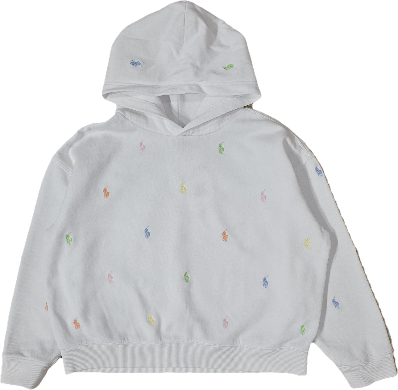 Sweat à capuche blanc poneys multicolore - XS