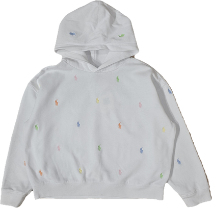 Sweat à capuche blanc poneys multicolore - XS