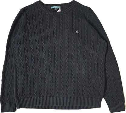 Pull en maille torsadée noir - L/XL