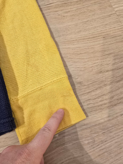 Pull léger en coton marine et jaune - M