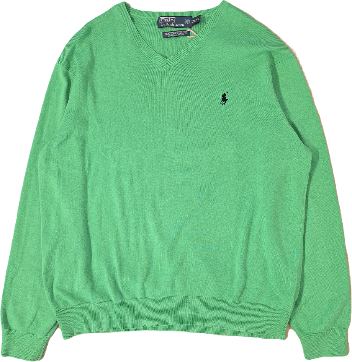 Pull col V en coton vert - XL