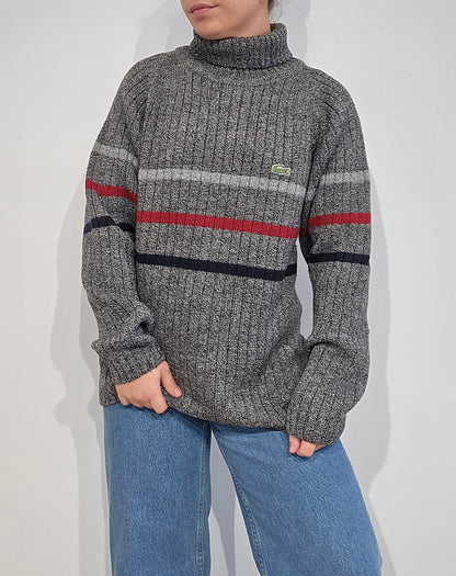 Pull col roulé gris vintage des années 90' - M