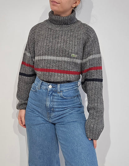 Pull col roulé gris vintage des années 90' - M