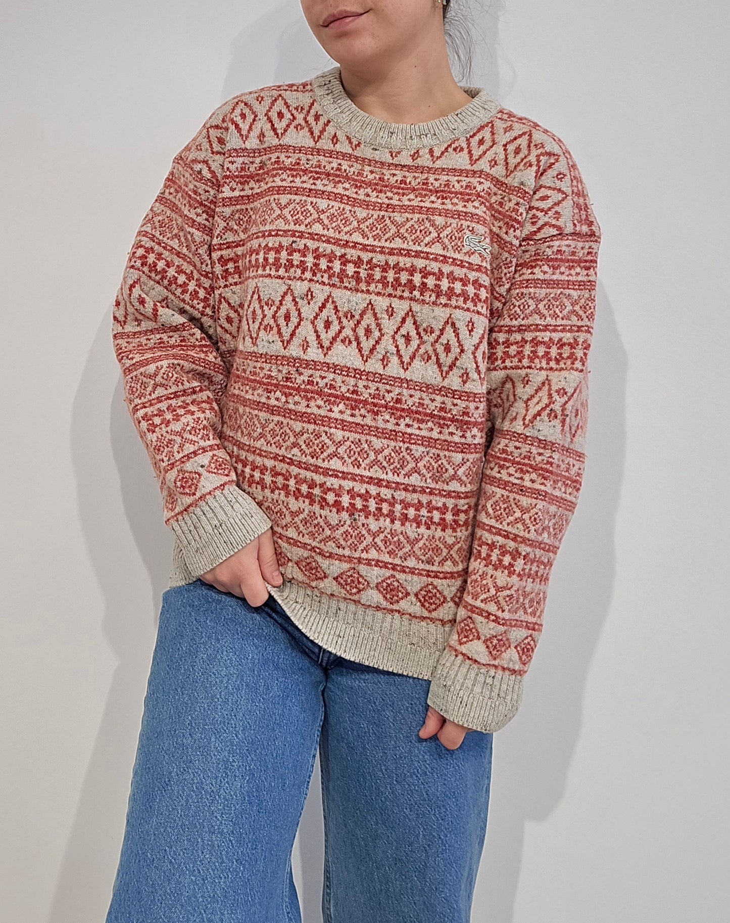 Pull en laine à motifs des années 80' fabriqué en Espagne - S