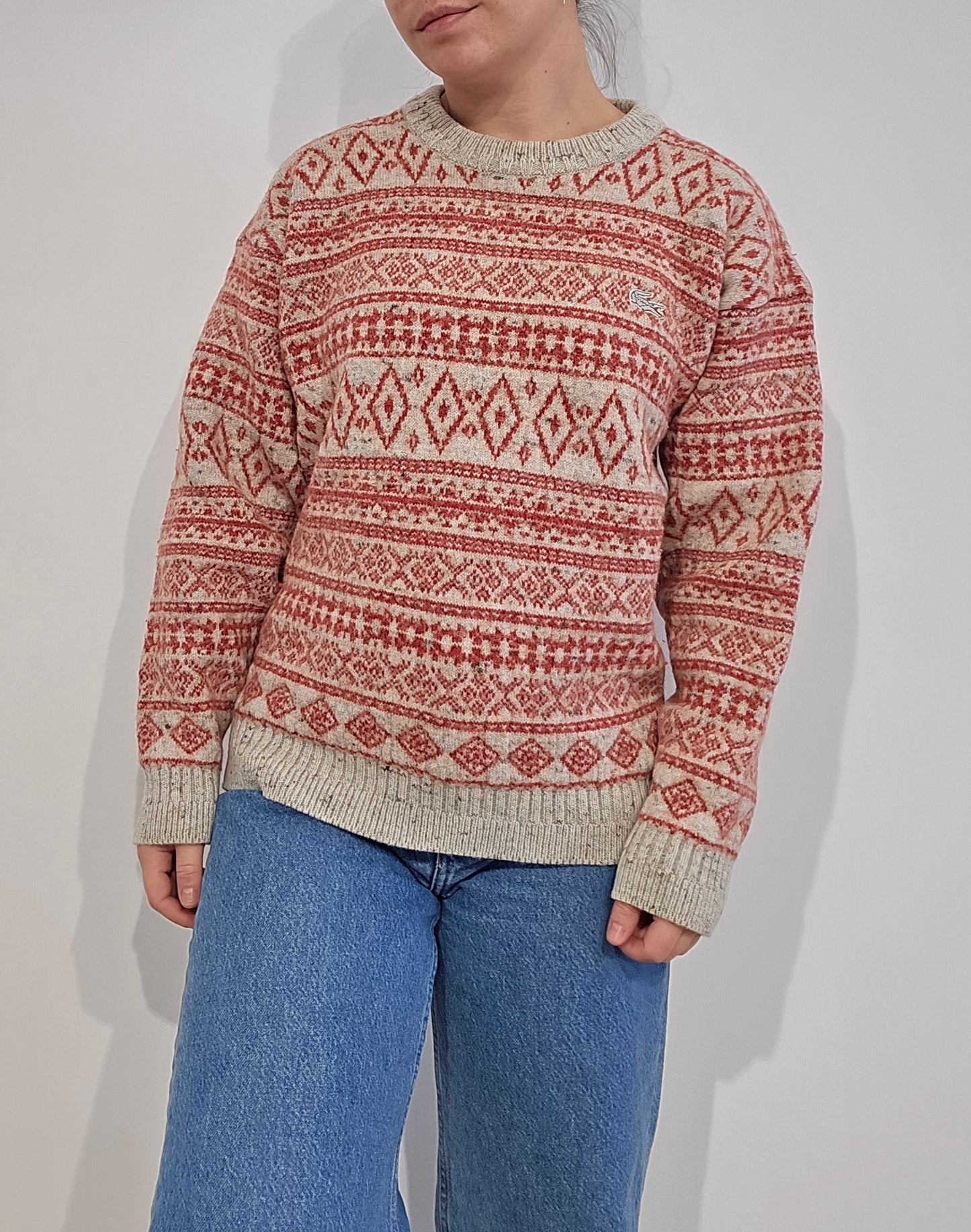 Pull en laine à motifs des années 80' fabriqué en Espagne - S