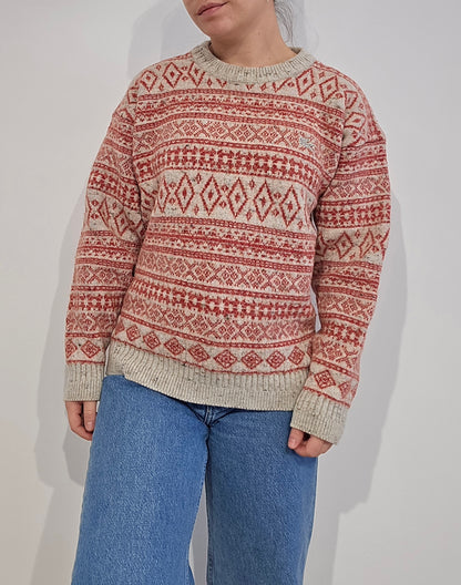 Pull en laine à motifs des années 80' fabriqué en Espagne - S