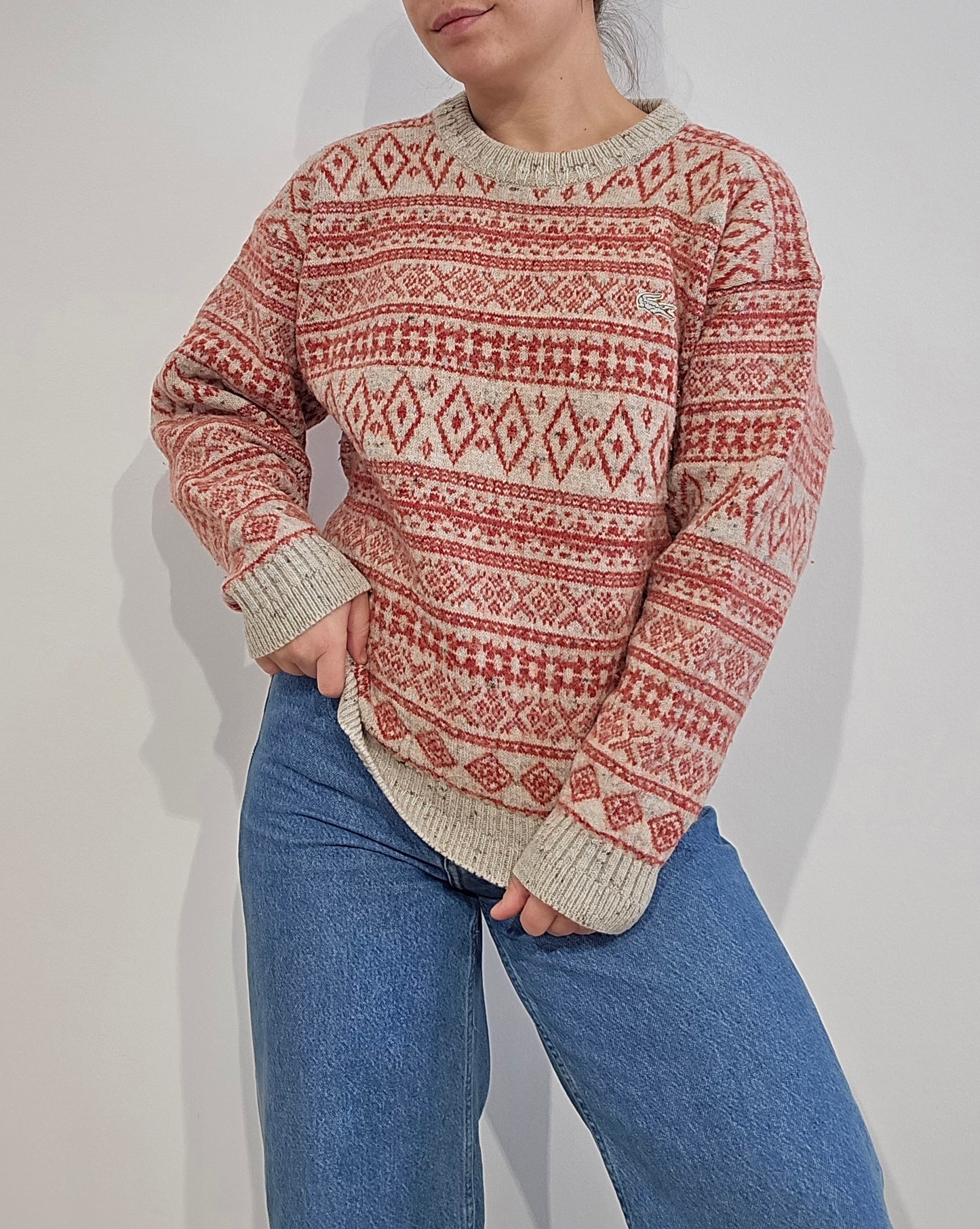 Pull en laine à motifs des années 80' fabriqué en Espagne - S