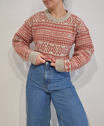 Pull en laine à motifs des années 80' fabriqué en Espagne - S