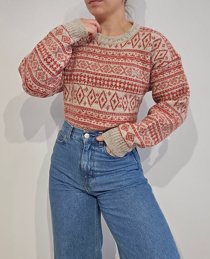 Pull en laine à motifs des années 80' fabriqué en Espagne - S