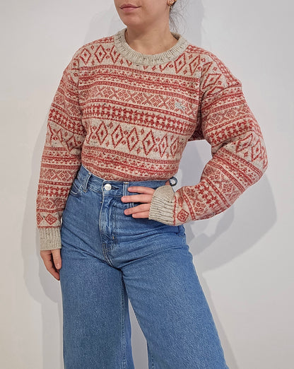 Pull en laine à motifs des années 80' fabriqué en Espagne - S
