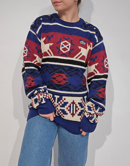 Pull collector à motifs des années 80' fabriqué en France - M