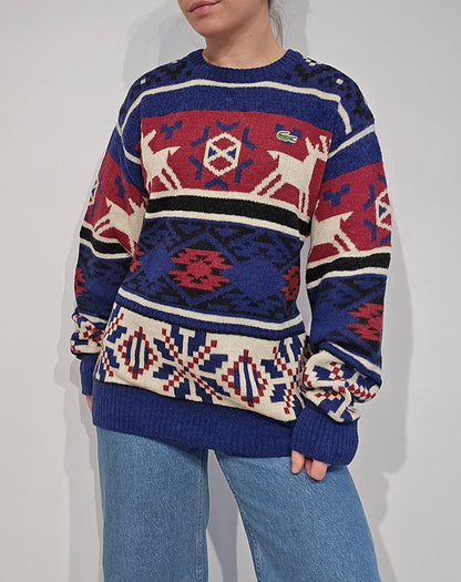 Pull collector à motifs des années 80' fabriqué en France - M